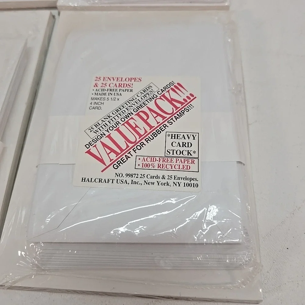 Halcraft‎ USA Valuepack 4 Packages Of 25 Envelopes & Cards White NEW Cardcraft
